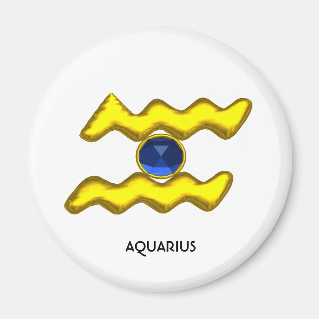 AQUARIUS /GULD ZODIAC BIRTHDAY JEWEL MAGNET (Framsidan)