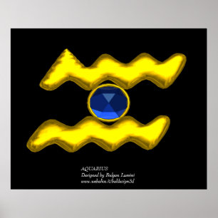 AQUARIUS /GULD ZODIAC BIRTHDAY JEWEL POSTER