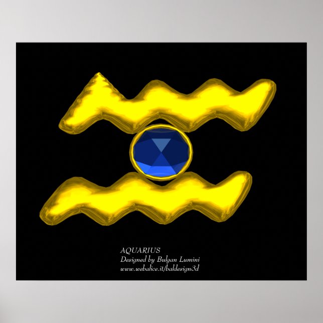 AQUARIUS /GULD ZODIAC BIRTHDAY JEWEL POSTER (Framsidan)