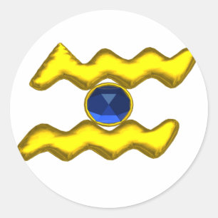 AQUARIUS /GULD ZODIAC BIRTHDAY JEWEL RUNT KLISTERMÄRKE