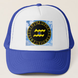 AQUARIUS /GULD ZODIAC BIRTHDAY JEWEL TRUCKERKEPS