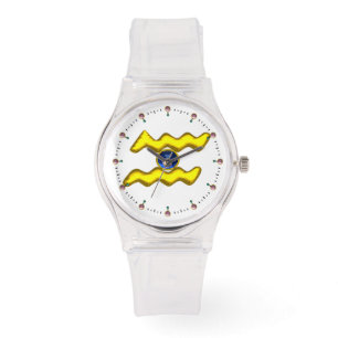 AQUARIUS GULD ZODIAC BIRTHDAY JEWEL, Vit Armbandsur