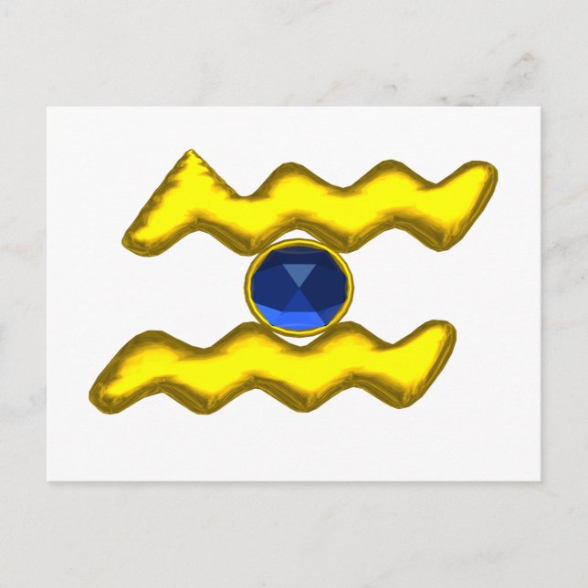 AQUARIUS /GULD ZODIAC BIRTHDAY JEWEL VYKORT (Framsida)