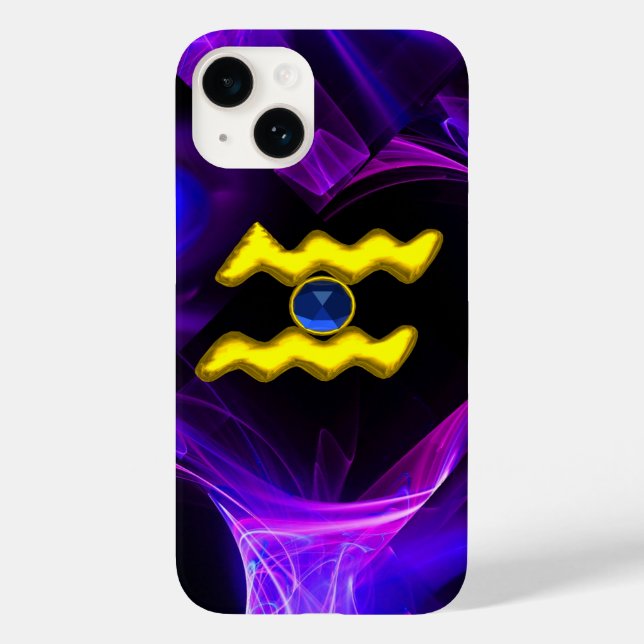 AQUARIUS GULD ZODIAC SIGN Blue Lila Fractaler (Baksida)