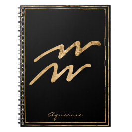Aquarius hammered guld stilized astrologisymbol anteckningsbok
