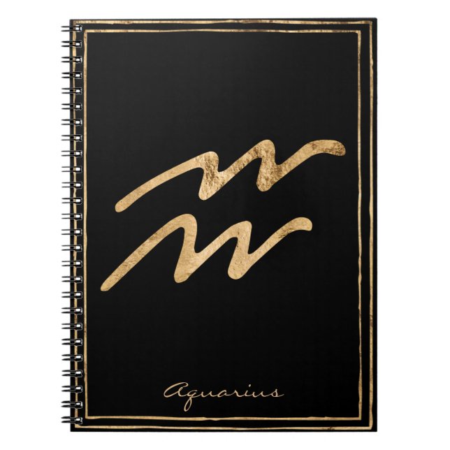 Aquarius hammered guld stilized astrologisymbol anteckningsbok (Framsidan)