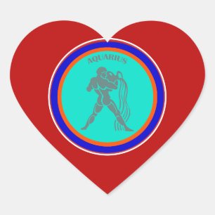 Aquarius Heart Sticker Hjärtformat Klistermärke