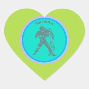 Aquarius Heart Sticker Hjärtformat Klistermärke