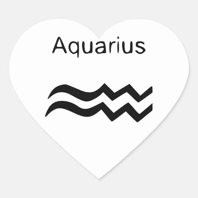 Aquarius Hjärtformat Klistermärke (Framsida)