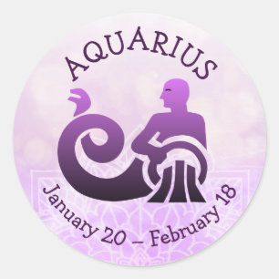 Aquarius Horoscope Astrology Zodiac-tecken Runt Klistermärke