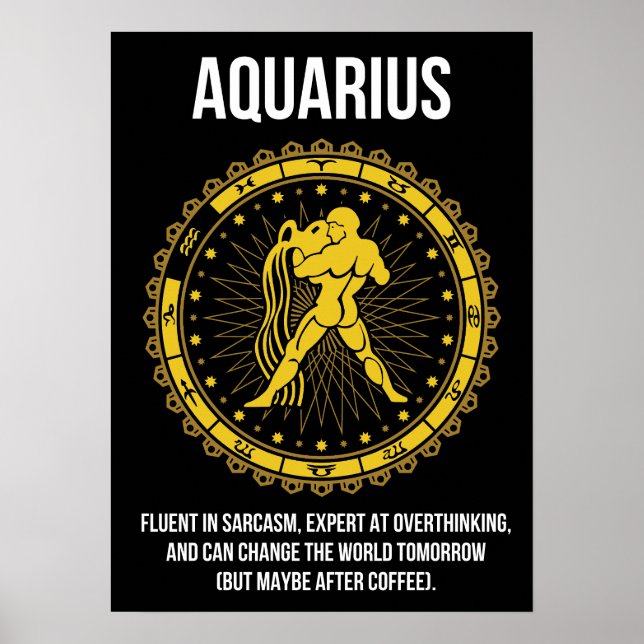 Aquarius - Horoscope, Funny Zodiac Sign Humor Poster (Framsidan)