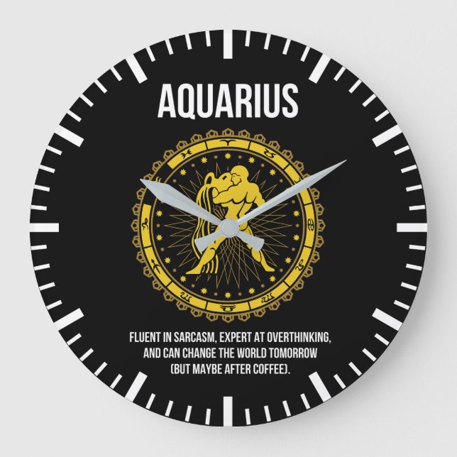 Aquarius - Horoscope, Funny Zodiac Sign Humor Stor Klocka (Framsida)