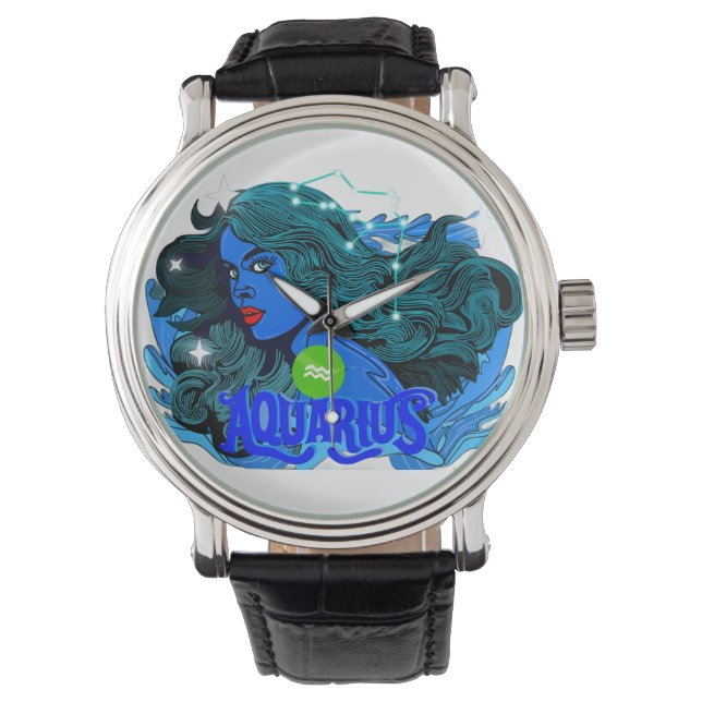 Aquarius Horoscope Stjärntecken Armbandsur (Framsida)