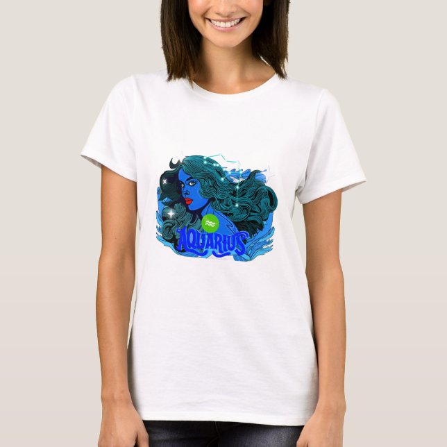 Aquarius Horoscope Stjärntecken T Shirt (Framsida)