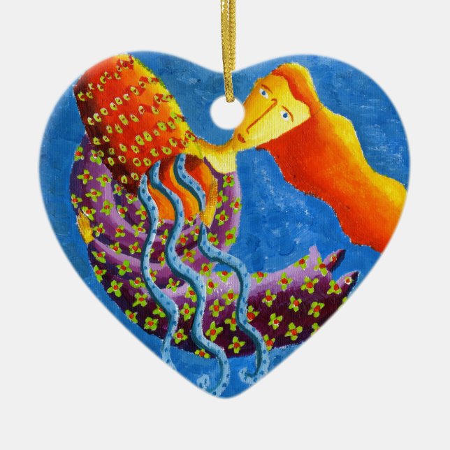 Aquarius Horoscope Zodiac Stjärntecken Julgransprydnad Keramik (Framsidan)