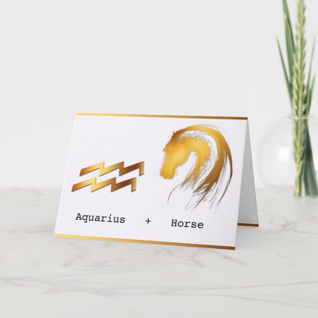 Aquarius Horse Chinese Western Astrology Birthday Kort (Framsida)