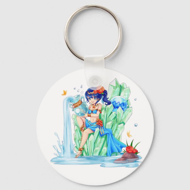 Aquarius, januari baby, nyckelkedja för zodiak, st nyckelring (Framsida)