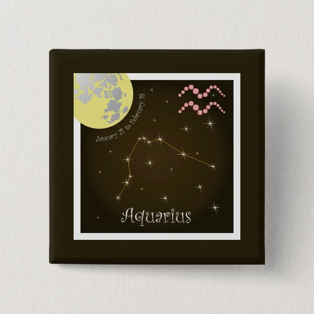 Aquarius January 21 to February 18 Buttons Knapp (Framsida)