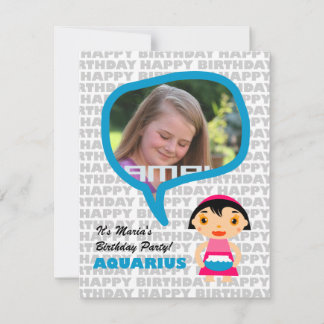 Aquarius Kids Party-inbjudan med foto Inbjudningar