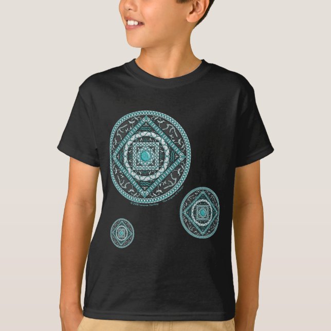 Aquarius Mandala Barn och Baby Mörk Shirt Tee Shirt (Framsida)
