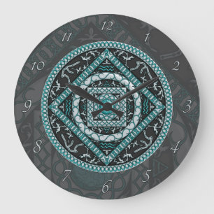 Aquarius Mandala Clock Stor Klocka