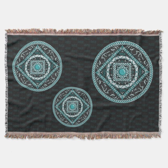 Aquarius Mandala Throw Blankett Mysfilt (Framsidan)