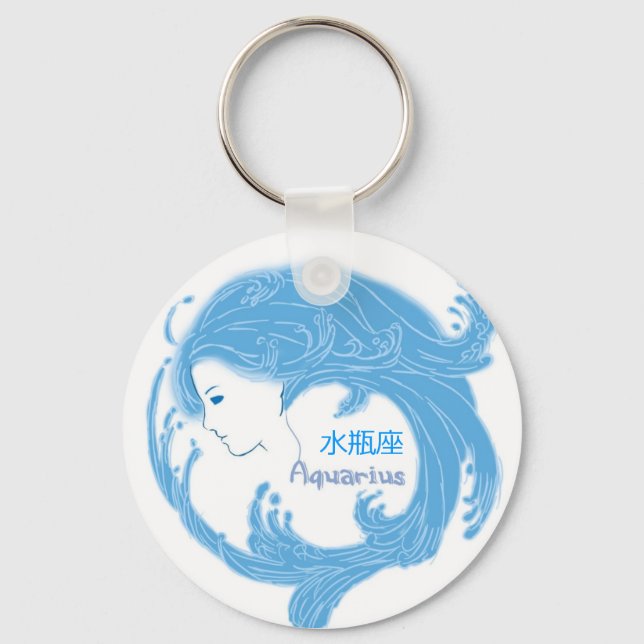 Aquarius med kinesiska symboler nyckelring (Framsida)