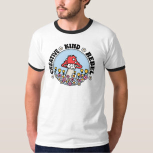 Aquarius Mushroom Flowers Zodiac Sign Cute T-Shirt