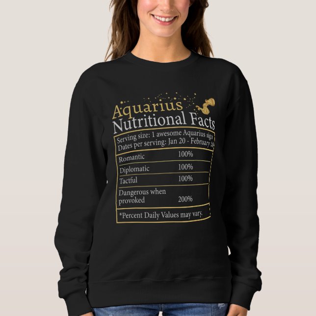 Aquarius Nutrition Astrology Zodiac Sign Horoscope T Shirt (Framsida)
