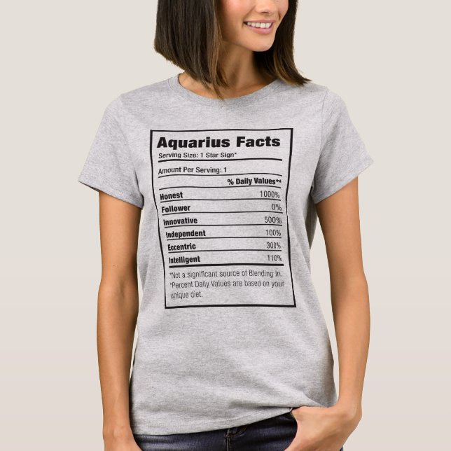 Aquarius Nutrition Fact Zodiac T-Shirt (Framsida)