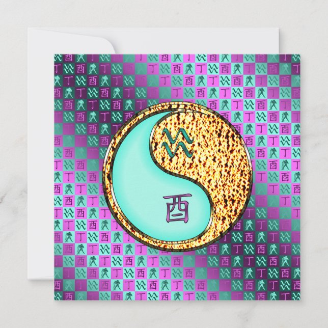 Aquarius och Fire Tupp Kort (Framsida)