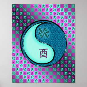 Aquarius och Vatten Tupp Poster