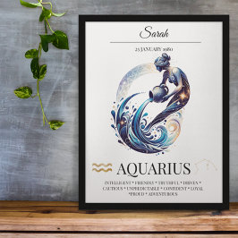 Aquarius Personlig Elegant Zodiac Watercolor Poster