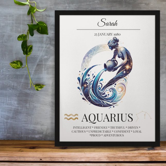 Aquarius Personlig Elegant Zodiac Watercolor Poster (Skapare uppladdad)