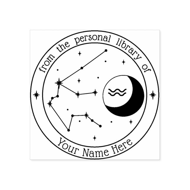 Aquarius Personlig Zodiac Bok Frimärke Stämpel (Tryck)