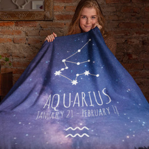 Aquarius Personlig Zodiac Constellation Fleecefilt