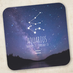 Aquarius Personlig Zodiac Constellation Fyrkantigt Klistermärke