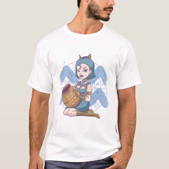 Aquarius pinup Girl Zodiac-tecken T Shirt (Framsida)