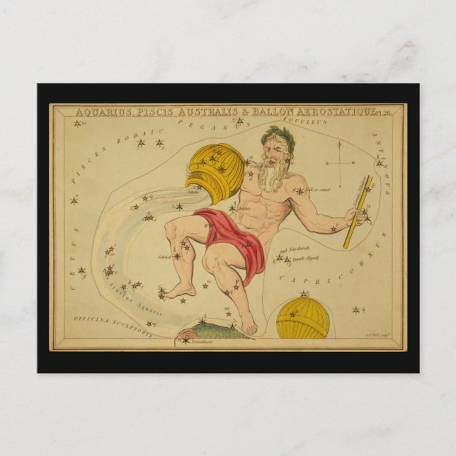 Aquarius, Piscis Australis & Ballon Aerostatique Vykort (Framsida)