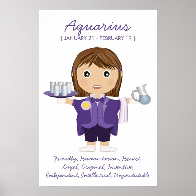 Aquarius - Poster av flicka Horoscope (Framsidan)