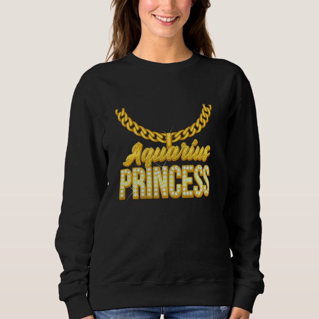 Aquarius Princess Zodiac-tecken med gyllene kedjan T Shirt (Framsida)