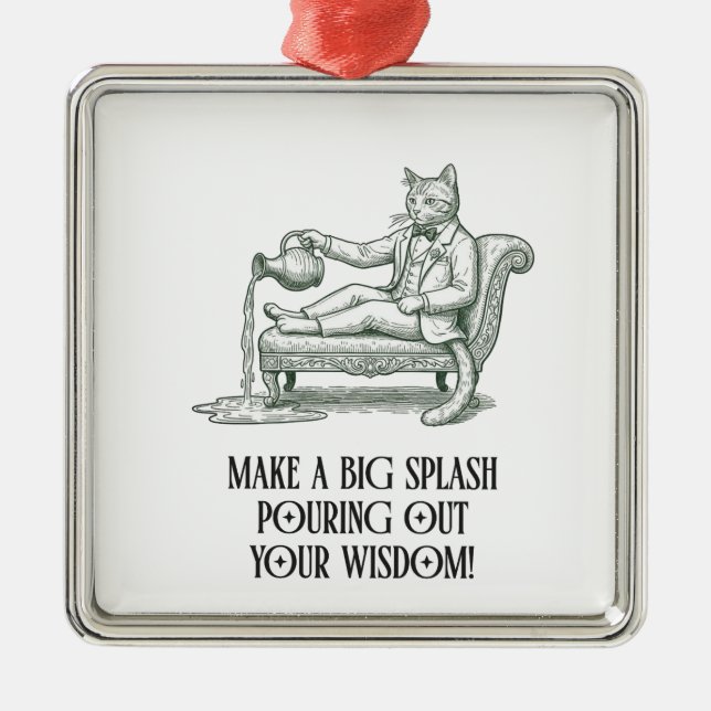 Aquarius Pun Wise Cat Zodiac Christmas Ornament  (Framsidan)
