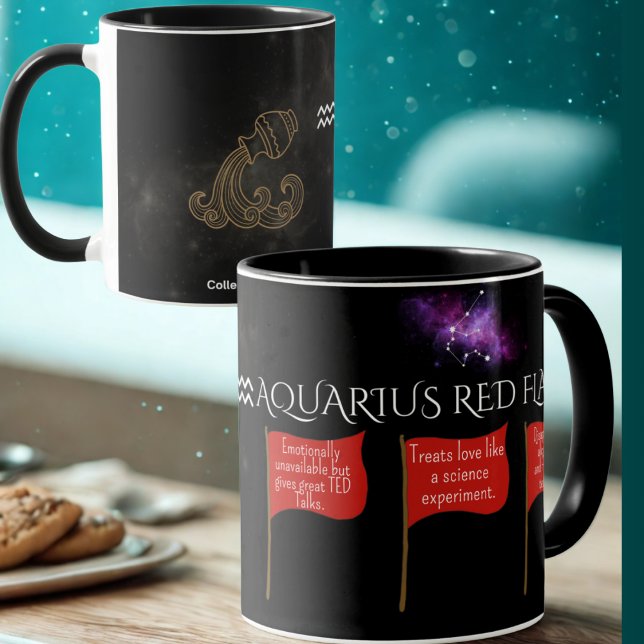 Aquarius Red Flaggor Mugg | Funny Zodiac Gift (Skapare uppladdad)