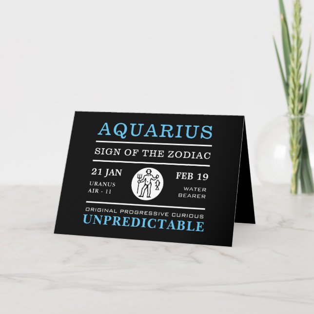 Aquarius Sign av Zodiac, Astrological Kort (Framsida)