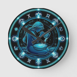 Aquarius Sign BeSnygg digital illustration Rund Klocka