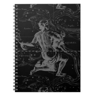 Aquarius Sign Constellation Karta av Hevelius Anteckningsbok Med Spiral