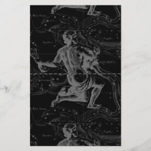 Aquarius Sign Constellation Karta av Hevelius Brevpapper