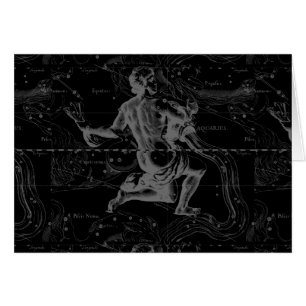 Aquarius Sign Constellation Karta av Hevelius Hälsningskort