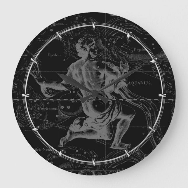 Aquarius Sign Constellation Karta av Hevelius Stor Klocka (Framsida)