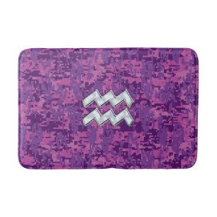 Aquarius Sign på Fuchsia rosa digital camo Badrumsmatta